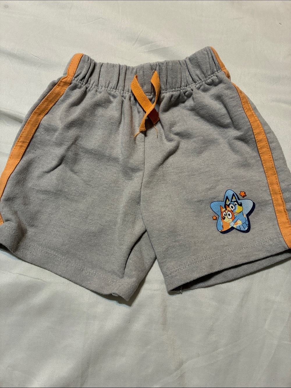Kids Gray Shorts with Orange Trim and Star Character
